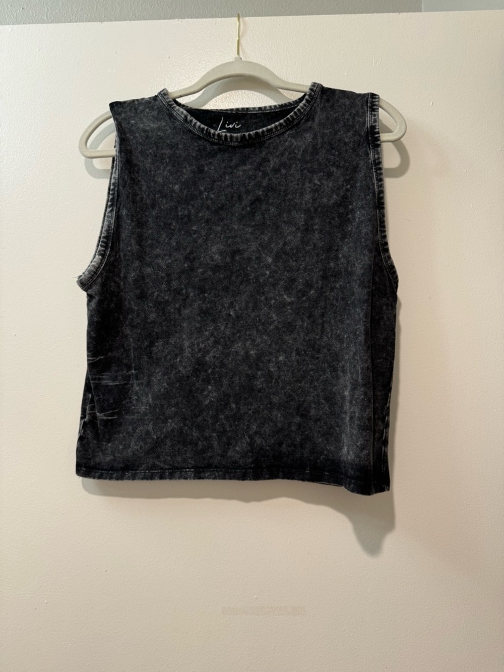 Olivia Rae Mineral-Wash Black Sleeveless Crop Tank